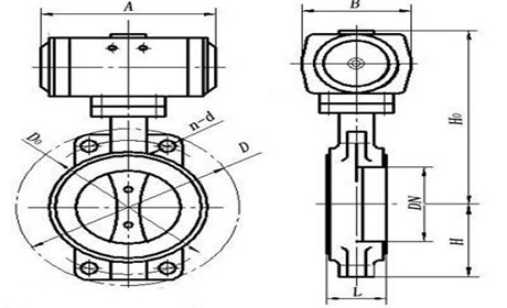 气动高真空蝶阀结构图 气动高真空蝶阀结构图