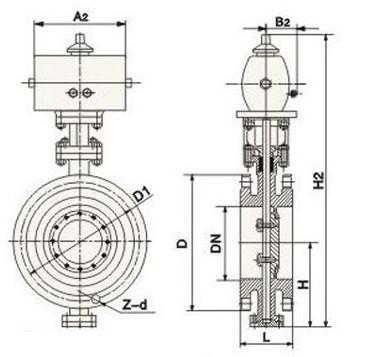 对夹式气动硬密封蝶阀 对夹式气动硬密封蝶阀
